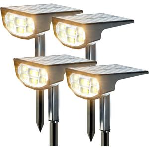 Solar Spot Lights Outdoor IP68 Waterproof, Ultra-Bright PerformanceSimple Modes for Easier Operation, Auto On/OffSolar Powered Landscape Lights for Garden, Yard, Pathway (Warm White, 4 Pack)