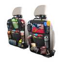 ZNDAW 2PCS Car Backseat Organizer, Multi-Pocket Back Seat Protector with 10.2" Tablet Holder, Waterproof Oxford Fabric Storage Bag Auto Kick Mat for Kids Toddlers (B with Zipper)