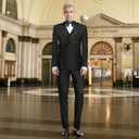Olibexley Men's 2 Piece Double Breasted Suits Slim Fit Tuxedo Jacket and Dress Pants Set for Wedding Business Prom Suits (Black, XL)