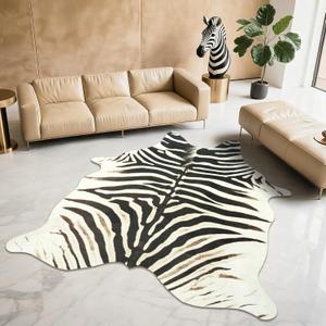 BENRON Zebra Rug, Black and White Rugs for Living Room Bedroom, Cute Animal Hides and Skins for Kids Nursery Home Decor, 4.6 x 5.2ft
