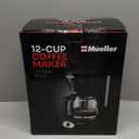 Mueller 12-Cup Drip Coffee Maker - Borosilicate Carafe, Auto-Off, Reusable Filter, Anti-Drip, Keep-Warm Function, Clear Water Level Window Coffee Machine, Kitchen Essentials & Accessories (Black)