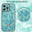 for iPhone 15 Pro Case with Finger Strap Holder, Cute Cool Butterfly Print Pattern Design for Women Men, Shockproof Anti Scratch Hand Kickstand Protective Cover, Green