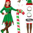 Elf costume for Christmas Green Elf Suit with ears hat Christmas Party Cosplay costume Fancy Dress Up (150)