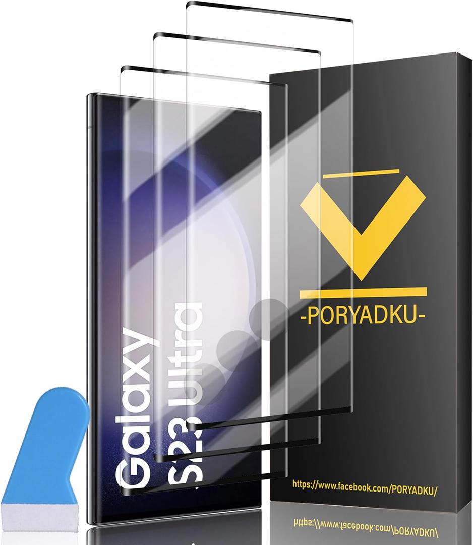 3 Pack For Samsung Galaxy S23 Ultra Screen Protector[6.8 Inch] Tempered Glass, HD Clear Anti Scratch, Fingerprint Compatible with S23 Ultra 5G Glass Screen Protector