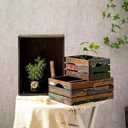 TIMRIS Set of 3 Rustic Distressed Wood Nesting Crates, Farmhouse Decorative Wooden Storage Boxes, Large Vintage Reclaimed Wood Baskets for Display (Random)