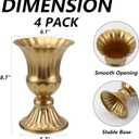 MCMCNCUIU Gold Vases for Centerpieces Set of 4, Urn Vases for Flowers, Vintage Pedestal Vase for Wedding Centerpieces, Metal Trumpet Vase for Wedding Table, Party, Home, Anniversary Decoration