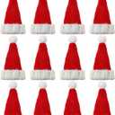 Bencailor 12 Pcs Mini Santa Hats for Crafts Small Christmas Knit Hat Tiny Snowman Wine Bottle Cover Holder Doll Cap for Table Cover (Classic)