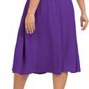 Xpenyo Womens Plus Size Midi Skirts Summer Elastic High Waisted Boho Casual Beach Flowy Swing Knee Length Skirts with Pockets (Purple, XXXL)