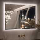 Keonjinn 40 x 30 Inch Backlit Mirror Bathroom, Frameless LED Mirror Beveled Edge, Safe Tempered Glass, UL-Listed, Anti-Fog, 3 Color Lights, Dimmable, Light Up Bathroom Wall Mirrors for Over Sink