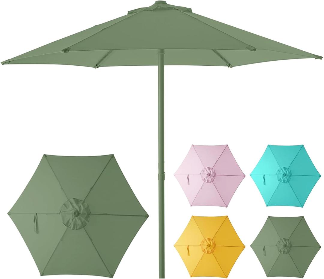 HOMSHADE Outdoor Patio Umbrella - Market Table Pool Deck Umbrella with Push Button Tilt, Crank, UPF50+ UV Protection and Sturdy Ribs, 3-Year Fade Resistance, 220GSM Solution-Dyed Fabric (No base)