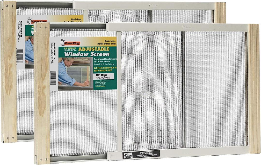 Frost King 2AWS1025 WB Marvin Adjustable Window Screen, 10in High x Fits 15-25in Wide (2 Pack)