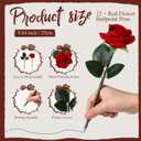 Sayglossy 12 Sets Rose Pen Mother's Day Gifts Artificial Red Flower Ballpoint Pens with Inspirational Praise Card Rose Party Favor Church Gifts for Mom Friend Pastor's Wife