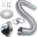 Pellet Stove Fresh Air Intake Kit, 2 "x 60" Pellet Stove Pipe, External Breathable Rain Cover and Screw Hose Clamps