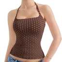 SUUKSESS Women Halter Double Lined Tank Top Backless Going Out Camisole Crop Top, S