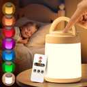 Night Light for Kids,10 Colors+8 Dimmable Baby Night Lights for Nursery Lamp,Portable+Remote+Touch Nightlight for Kids Room,1800mAh Rechargeable night light for Breastfeeding,Red Toddler Night Light (Cream-White)