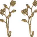 SOFFEE DESIGN 2pcs Metal Dark Gold Coat Hooks with 3D Bee & Flowers Shape, for Entryway, Bathroom, Bedroom Farmhouse Decoration
