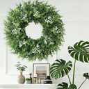 26'' Large Boxwood Wreath for Front Door Artificial Spring Wreath Boxwood Leaves Greenery Outdoor Door Wreaths for Porch Window Home Farmhouse Wall Decor Green Year Round Indoor Outdoor All Seasons