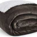 Bedsure GentleSoft Sherpa Fleece Throw Blanket for Couch - Thick and Warm Throw for Women and Men, Soft Fuzzy Plush Blanket for Winter, Brown, 50x60 Inches