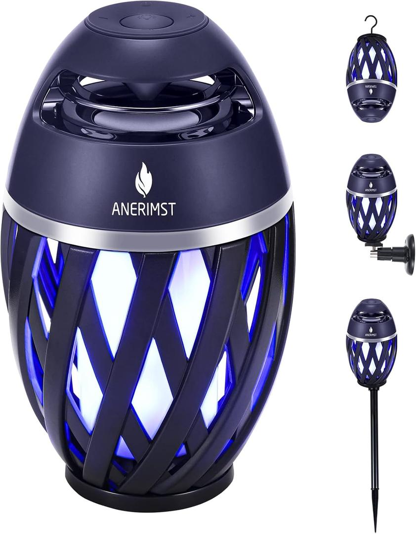 ANERIMST Unique Gifts for Men, Outdoor Bluetooth Speaker Waterproof Wireless with Torch LED Light, Birthday Gift for Boyfriend Him Dad, Cool for Garden, Patio, Outside (Blue Light)