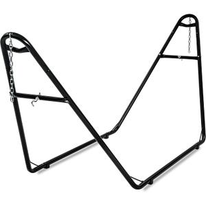 gafete Universal 2 Person Hammock Stand Only, 600 lbs Capacity, Fits 9 to 14ft Hammocks, Adjustable Double Heavy Duty Powder-Coated Steel Stand for Outside, Multi-Use (Black)