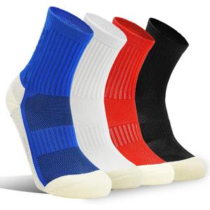SkiBeaut Youth Soccer Grip Athletic Socks, 4 Pack Anti Skid Football Teen Grippy Slipper Socks for Youth Boy Girl 12-16 Years