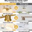 Bathroom Light Fixtures, 2-Light Gold Vanity Light Fixtures with White Tulip Glass Shades, Bathroom Lighting Fixtures Over Mirror for Bedroom, Living Room & Hallway (Bulbs Not Included)