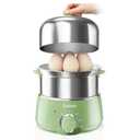 Hard Boiled Egg Cooker - CACHOO 14-Egg Rapid Stainless Steel Egg Boiler with 30-Min Timer & Auto Shut Off, Compact Electric Vegetable Steamer for Cooking, Dishwasher Safe, Retro Green