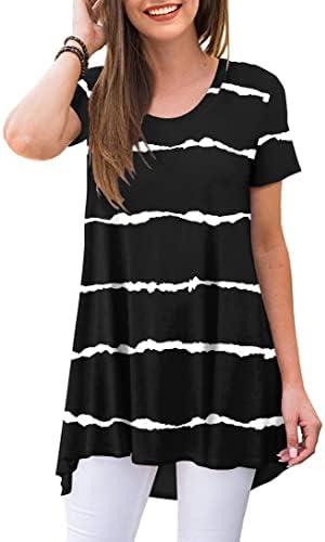 POPYOUNG Women's Summer Long Tunic Top To Wear With Leggings Short Sleeve Shirt Loose Fit Dressy L