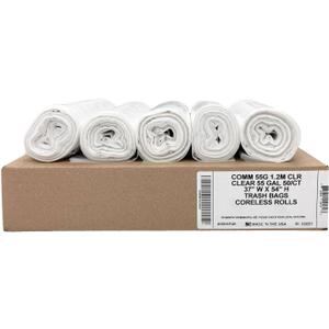 Ultrasac Heavy Duty 55 Gallon Clear Trash Bags - (Value 50 Pack) - 1.2 MIL equivalent Industrial Strength Plastic 37" x 54" for 50-55 Gal Cans -Fits Toter, Rubbermaid Brute, Carlislie Bronco etc.