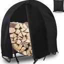 HOMEYA Firewood Log Hoop Cover 40 Inch, Outdoor Heavy Duty 600D Oxford Waterproof Weather Resistant Patio Ring Log Rack Cover, with Double-Ended Zipper Running Through, Round Wood Pile Holder Storage (black)