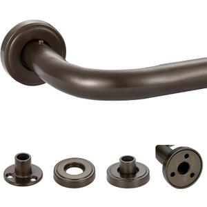 Dark Bronze Wrap Around Curtain Rod, 1 Inch Diameter - Adjustable Blackout Curtain Rod with Zinc Alloy Finials and Aluminum Center Brackets for Windows 28 to 86 Inch