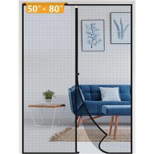 Yotache Reinforced Sewing Magnetic Screen Door Fits Door Size 50 x 80, Screen Size 52" x 81" for Sliding Glass Doors and French Door (Black)