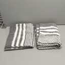 Tindbea Bathroom Rugs Set 2 Piece, Extra Soft and Absorbent Fluffy Striped Chenille Bath Mat Rug Set, Non Slip Bathroom Floor Mat, Machine Washable (20" x 32" Plus 16" x 24", Gray) (Grey)