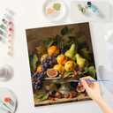 Still Life Paint by Numbers Kit for Adults - DIY Fruit Bowl with Pears and Grapes Painting on Canvas 16x20 Inches, Acrylic Paint Set, Suitable for Beginners, Art for Home Decoration or Gifts