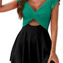 Aleumdr Women's One Piece Swimsuit Ruffle Cutout Swimdress Tummy Control V Neck Wrap Swimwear (Sea Green, L)
