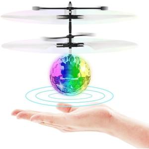 STREET WALK Flying Toy Ball Infrared Induction RC Flying Toy Built-in LED Light Disco Helicopter Shining Colorful Flying Drone Indoor and Outdoor Games Toys for 6 7 8 9 10 Year Old Boys and Girls (White)