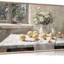 XXOUYLQ Vintage Kitchen Wall Art Yellow Lemon Still Life Pictures Daisy oil Painting Poster Rustic Farmhouse Artwork Posters White vase Canvas Bedroom Bathroom Wall Decor Kitchen Prints frame 16x32in
