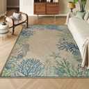 LIVEBOX Modern Easy Jute 5x7 Outdoor Rug, Washable Area Rugs for Living Room Patio Coastal Animal Indoor Outdoor Rug, Boho Farmhouse Non Slip Carpet for Backyard Foyer Dining Room(Olive, 5'x7')