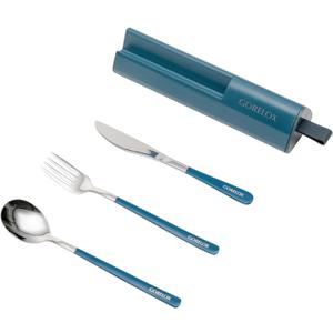 Travel Utensils Set, 4pcs Stainless Steel Reusable Cutlery, Portable Silverware Lunch Box for Camping and Office, Include Fork Spoon Knife with Case (Blue)