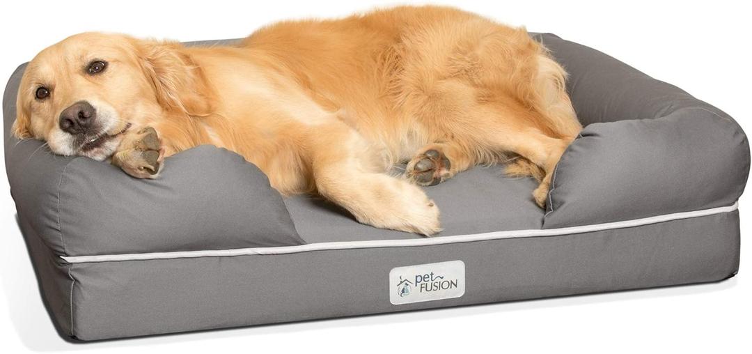 PetFusion Ultimate Dog Bed, Orthopedic Memory Foam, Multiple Sizes and Colors, Medium Firmness Pillow, Waterproof Liner, YKK Zippers, Breathable 35% Cotton Cover (Large (36x28"), Slate Grey)