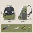 Bird Backpack Carrier Travel Cage with Perch, Tray and Breathable Clear Window, Bird Travel Cage for Cockatiel Caique Conure Quaker, for Vetting Camping Hiking (Green)