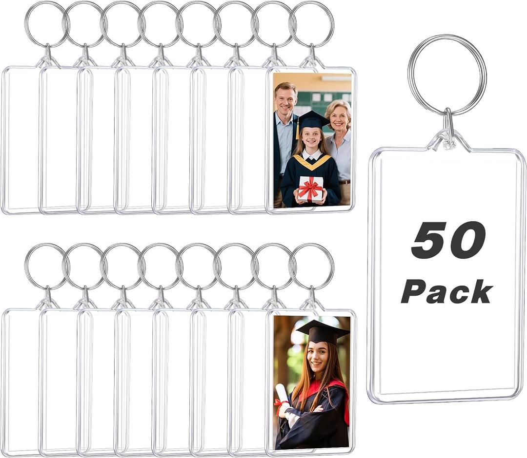 Yaomiao Acrylic Photo Frame Keychain Holder Photo Picture Insert Blank Keyring for DIY Craft