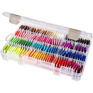 ArtBin Floss Finder Box: Clear Sewing Organizer with 6 Compartments, 12 Dividers, Durable - Perfect for Embroidery Floss and Small Sewing Supplies Storage