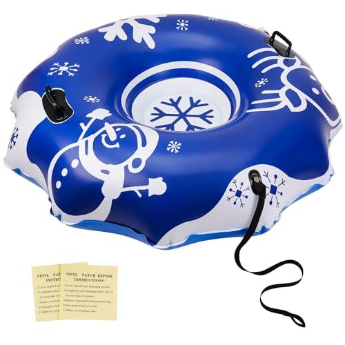 COVACURE 55" Snow Sled Extra Large Snow Tube - Thickened Inflatable Sleds for Adults Heavy Duty Tubes with Reinforced Grab Handle & Rope for Sledding Skiing Outdoor