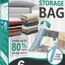 6 Jumbo Vacuum Storage Bags, Space Saver Bags Compression Storage Bags for Comforters and Blankets, Vacuum Sealer Bags for Clothes Storage, Hand Pump Included
