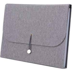 Fabric Expanding File Folder Document Organizer A4, 13‑Pocket Indexed File Case (Gray)