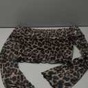 WDIRARA Women's Leopard Off The Shoulder Tops Long Bell Sleeve Tee Shirts Fitted Crop Tops (Brown, S)