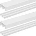 Landical 2 Set 4ft White Plastic Sliding Door Track Set for 3/4" Thick Panels Closet Glass Doors Include 2 Pcs Top Bottom Sliding Cabinet Track for Cabinet Window
