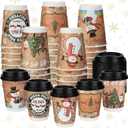 Umigy 100 Pack 12oz Christmas Hot Cocoa Cups Christmas Paper Cups with Lids Holiday Hot Chocolate Disposable Cup for Coffee Tea Beverage Xmas Party Favor(Snowmen)