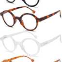 Round Reading Glasses for Women Men, Blue Light Blocking Readers, Lightweight Computer Eyeglasses for Books, Screens